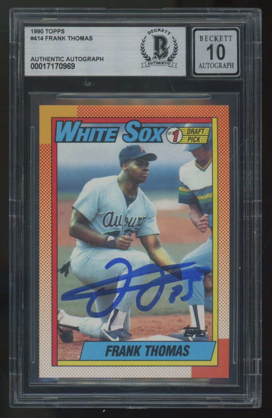 1990 Topps Frank Thomas RC Signed Auto #414 BGS Auto Authentic 10