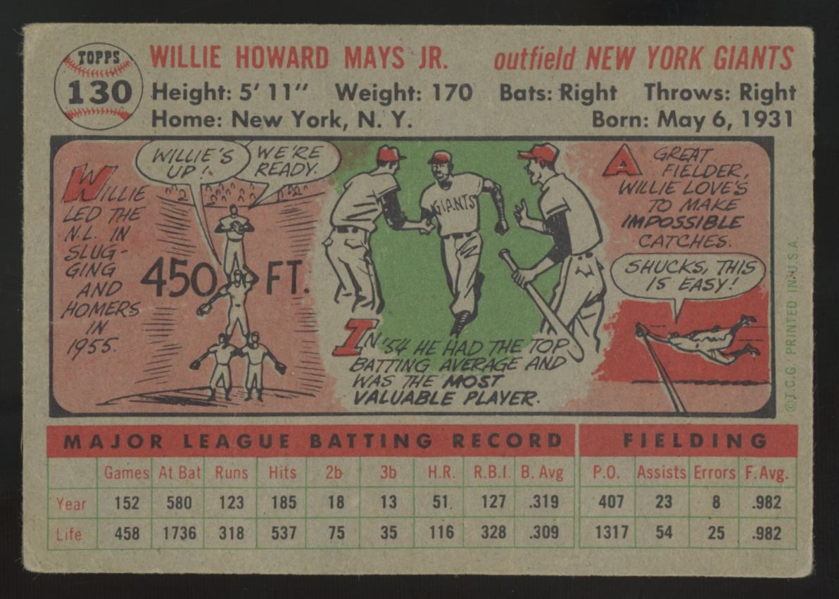 1956 Topps Willie Mays #130 Poor