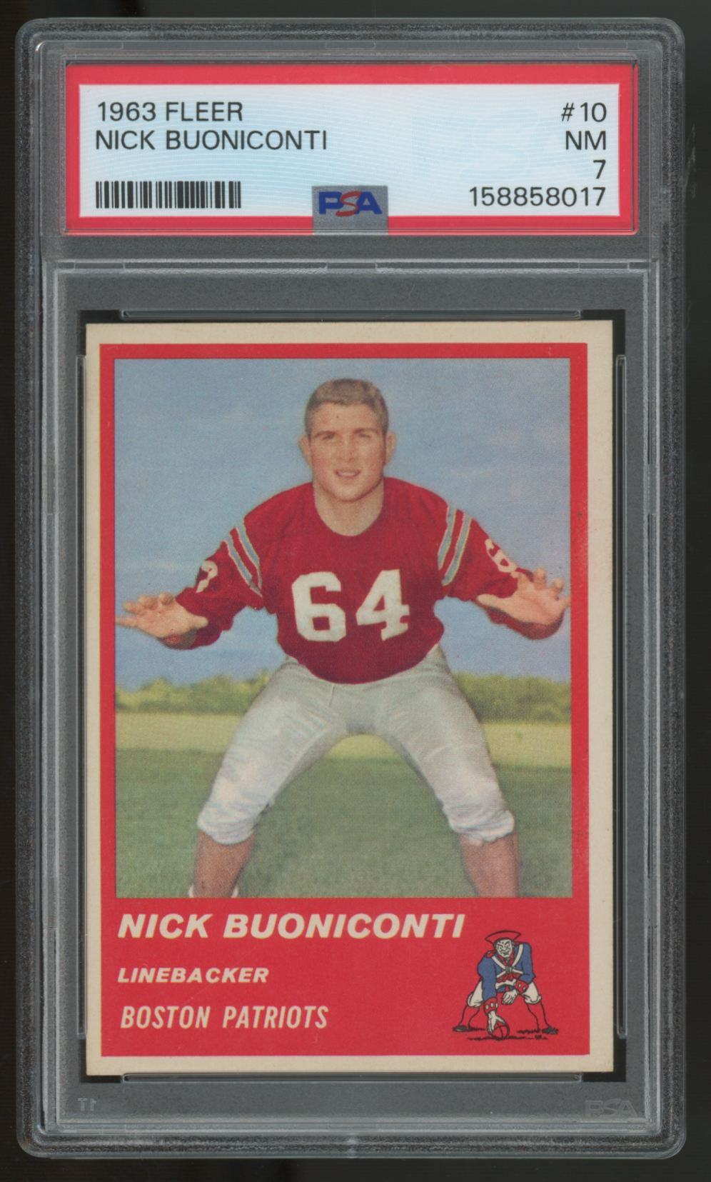1963 Fleer Nick Buoniconti RC #10 PSA 7