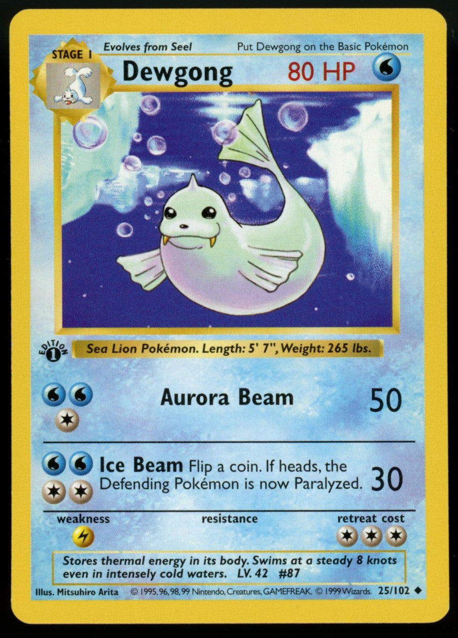 Pokemon Dewgong 1st Edition Base Set Shadowless #25/102