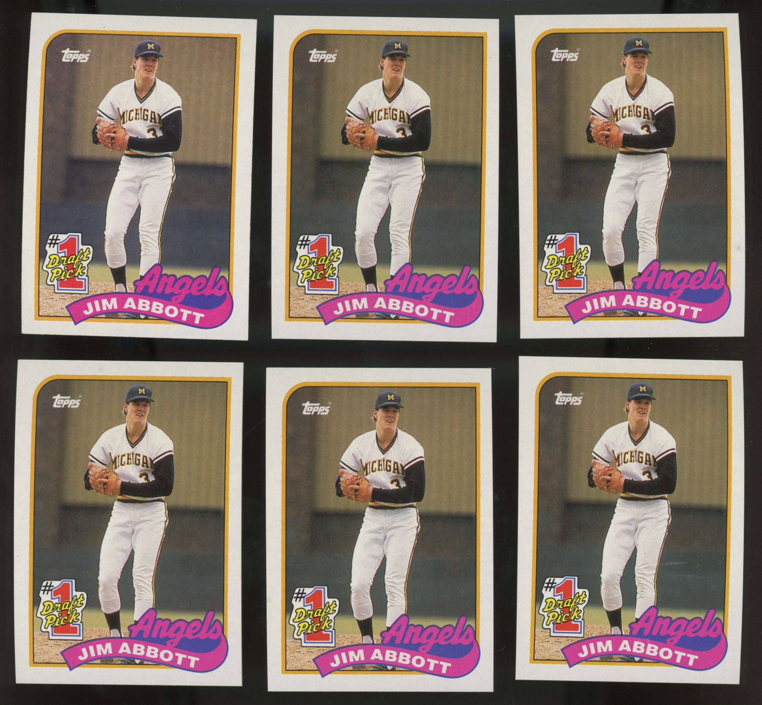 1989 Topps Jim Abbott RC #1 Draft Pick #573 (Lot Of 50) "A"
