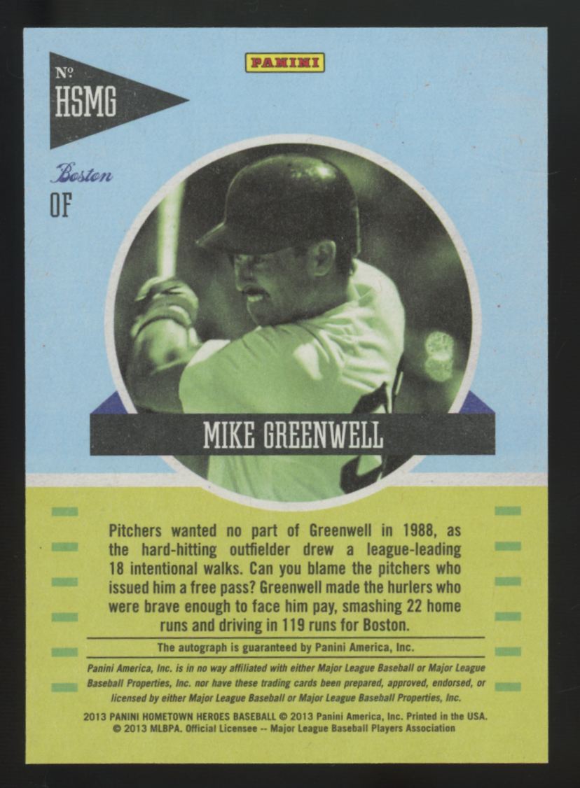 2013 Panini Hometown Heroes Mike Greenwell Auto #HSMG