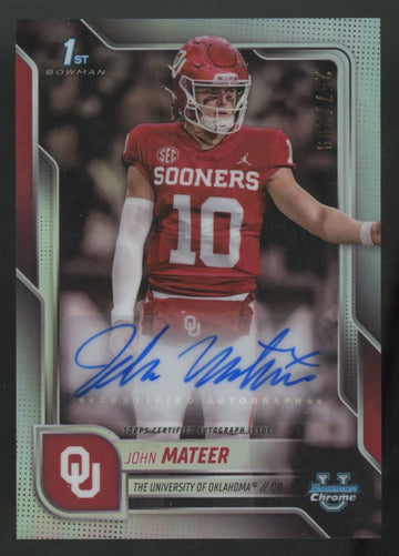 2025 Bowman Chrome U John Mateer 1st Prospect Auto Refractor /299 #BCA-JM
