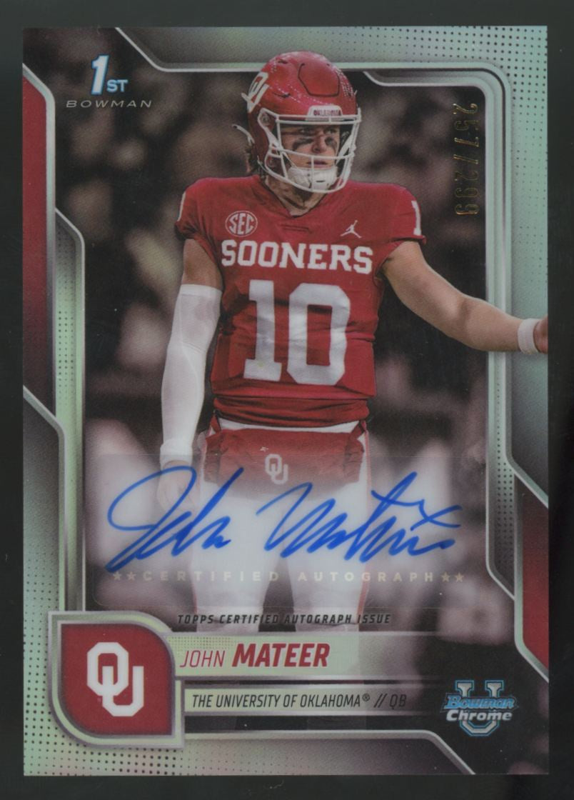 2025 Bowman Chrome U John Mateer 1st Prospect Auto Refractor /299 #BCA-JM