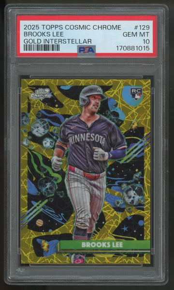 2025 Topps Chrome Cosmic Brooks Lee RC Gold Interstellar /50 #129 PSA 10