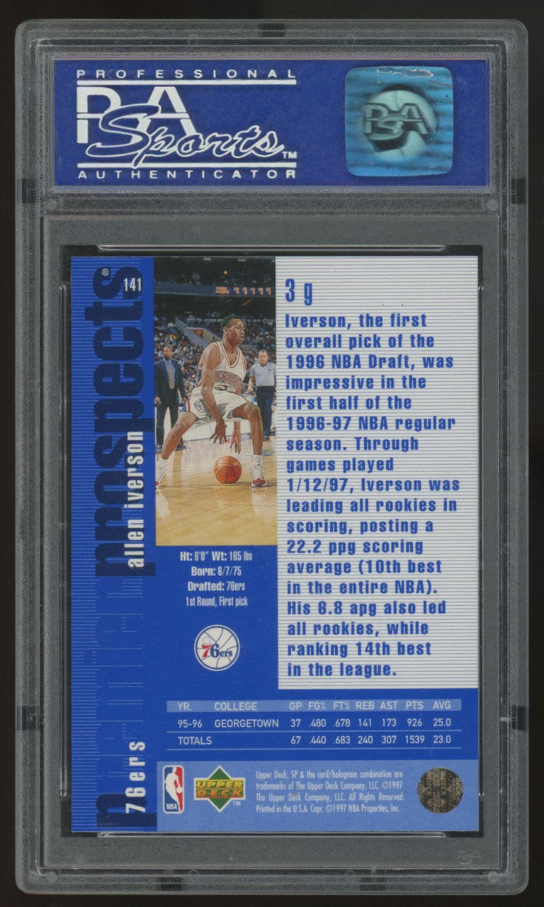 1996-97 Upper Deck SP Allen Iverson RC Premier Prospect #141 PSA 10