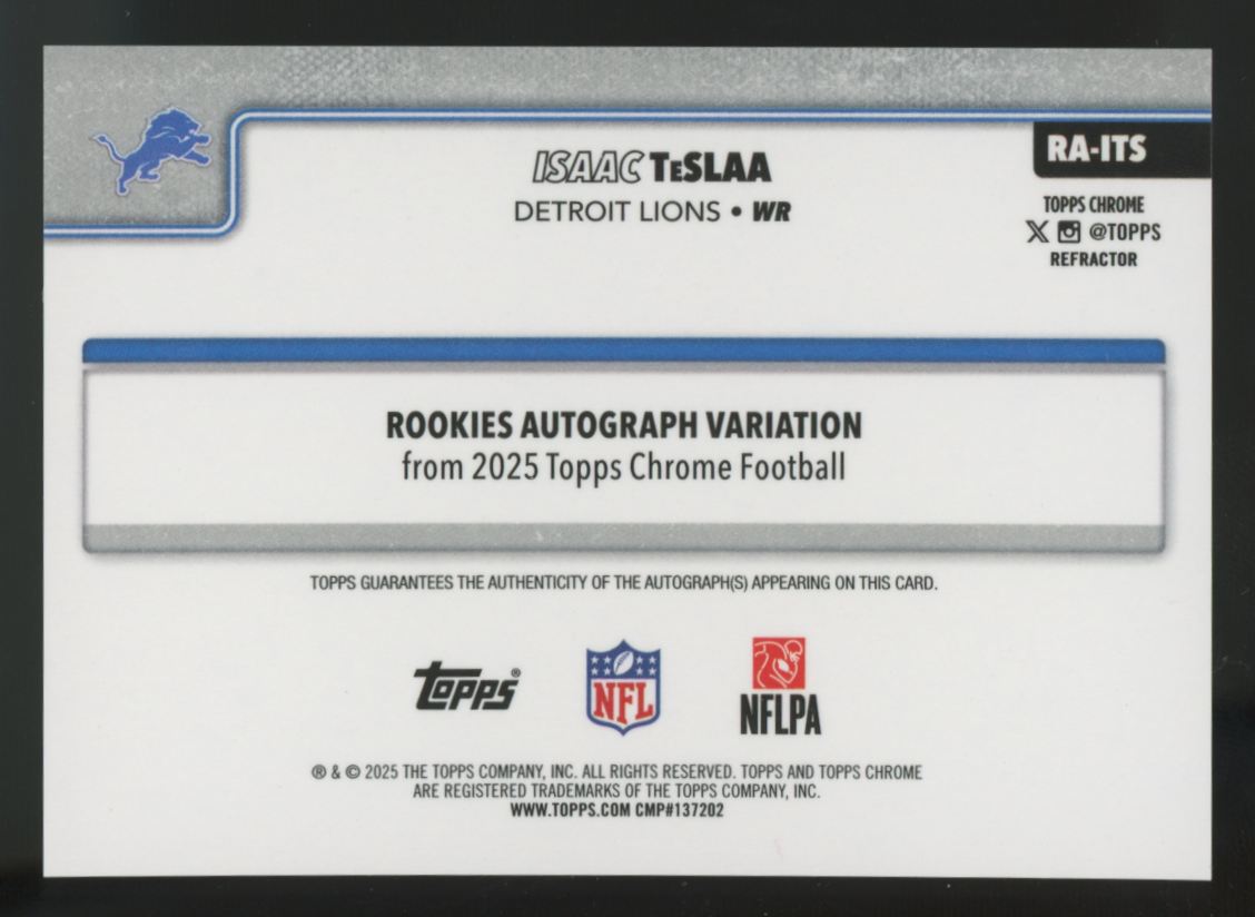 2025 Topps Chrome Isaac TeSlaa RC Auto Refractor /499 #RA-ITS