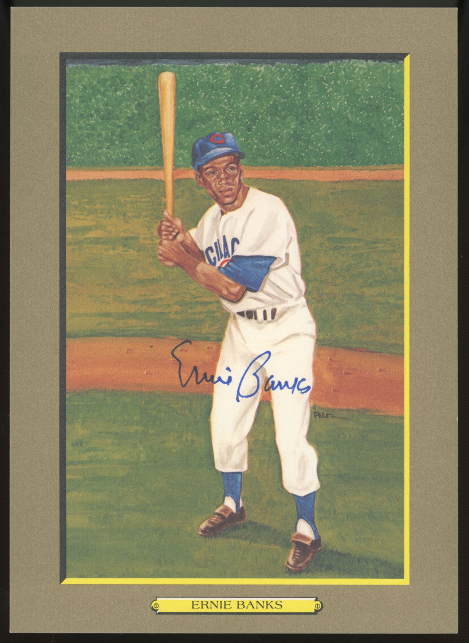 1987 Perez-Steele Ernie Banks Turkey Red #21 Signed Auto JSA