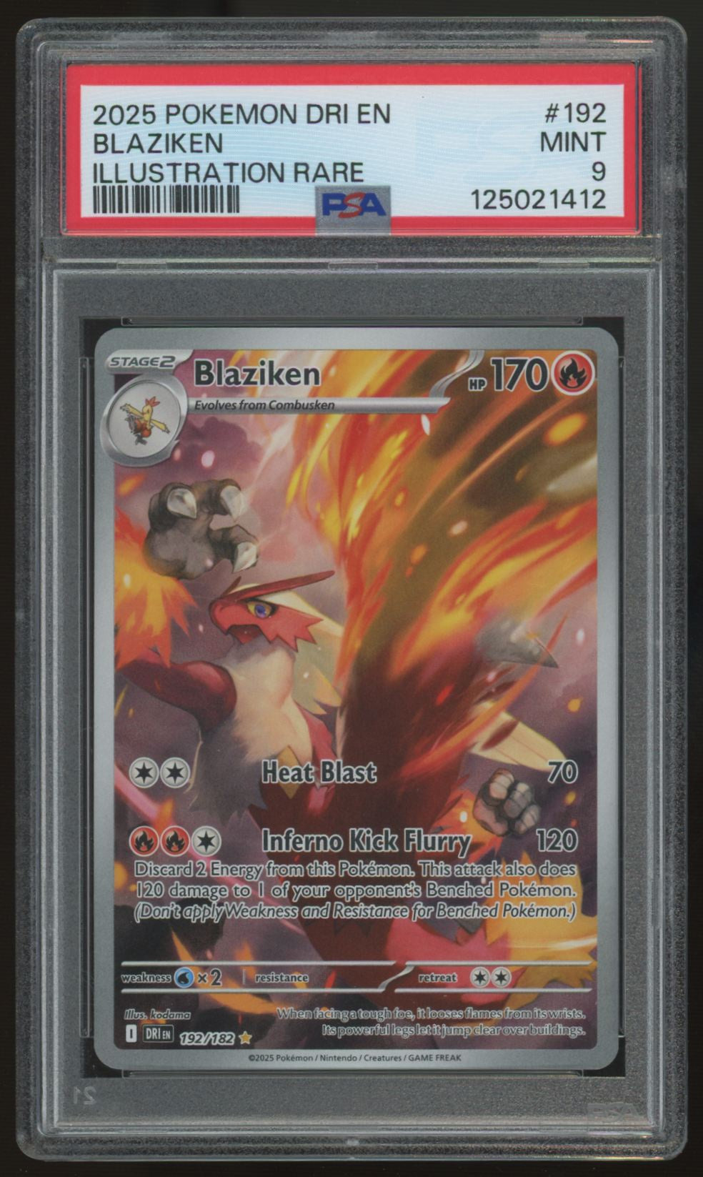 2025 Pokemon Blaziken Destined Rivals Illustration Rare #192 PSA 9