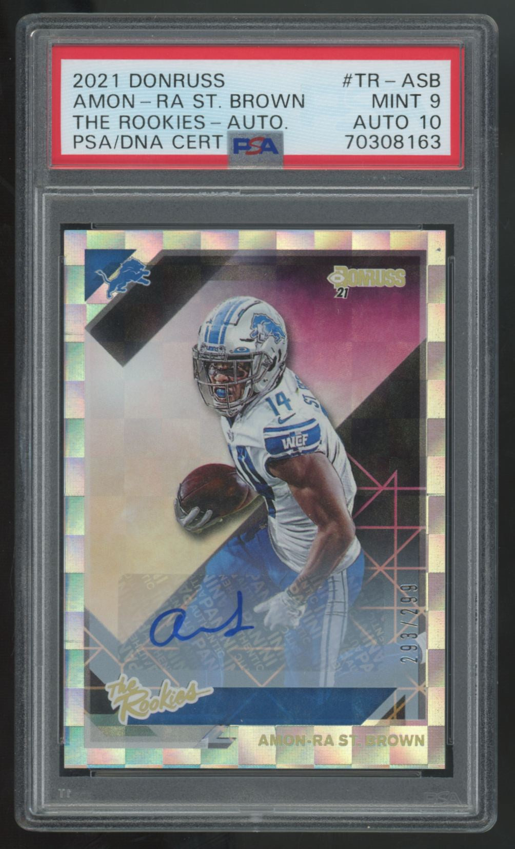 2021 Donruss Amon-Ra St. Brown RC The Rookies Auto #TR-ASB PSA 9 10