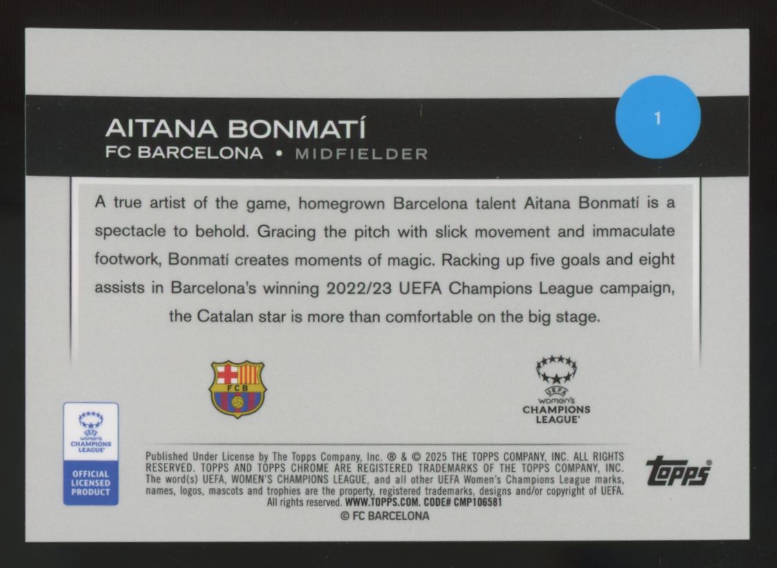 2024-25 Topps Chrome UEFA Women's Aitana Bonmati Green Wave /99 #1