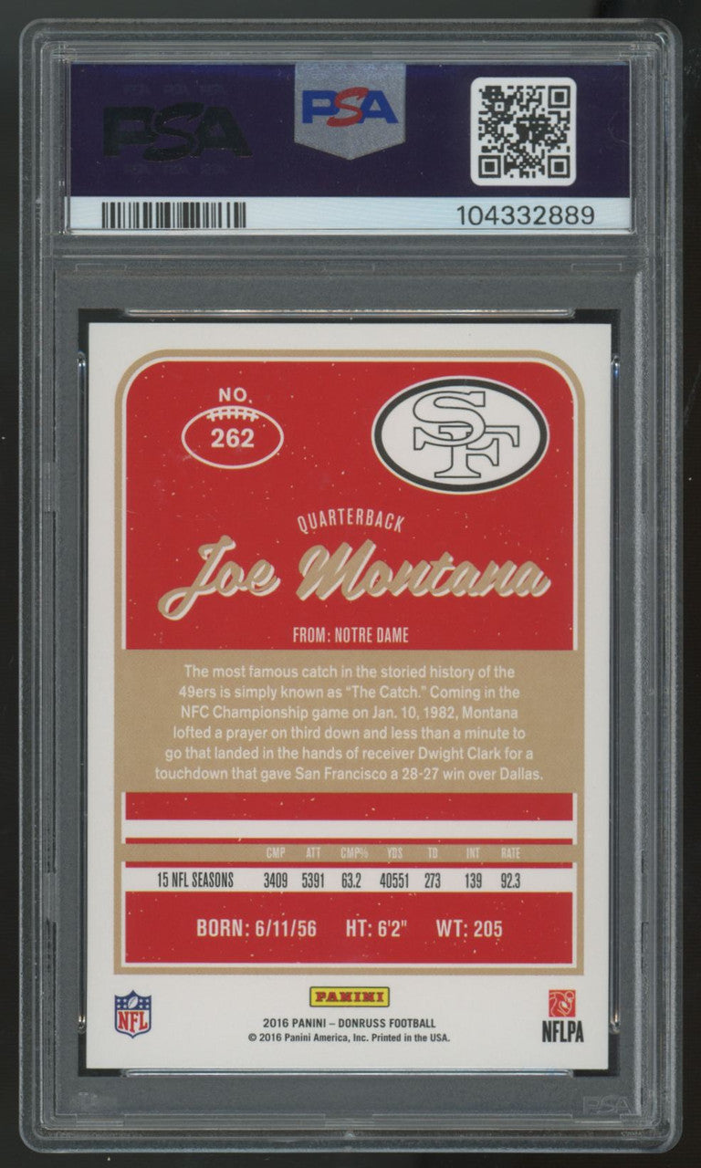 2016 Panini Donruss Joe Montana #262 PSA 10 *889