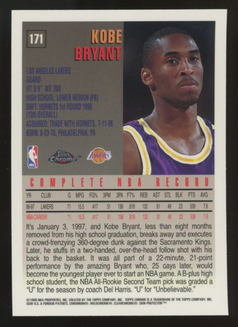 1997-98 Topps Chrome Kobe Bryant #171 "C"