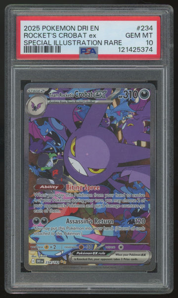 2025 Pokemon Team Rocket's Crobat ex Destined Rivals SIR #234 PSA 10