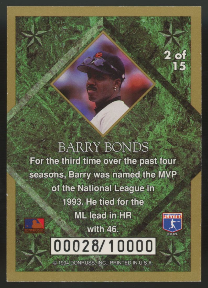 1994 Leaf Gold Stars Barry Bonds /10000 #2