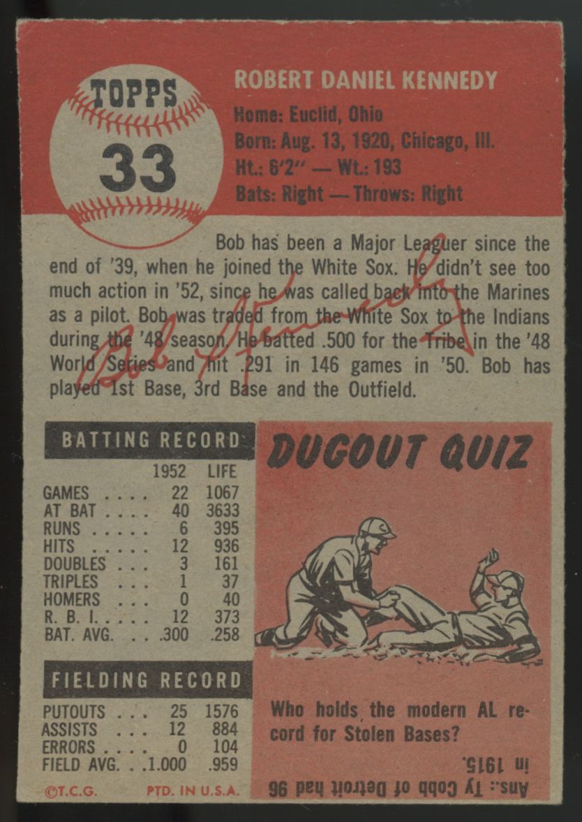 1953 Topps Bob Kennedy #33 EX/MT
