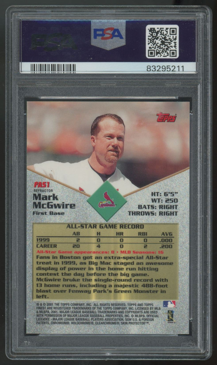 2001 Topps Finest All-Stars Mark McGwire Refractor #FAS1 PSA 10