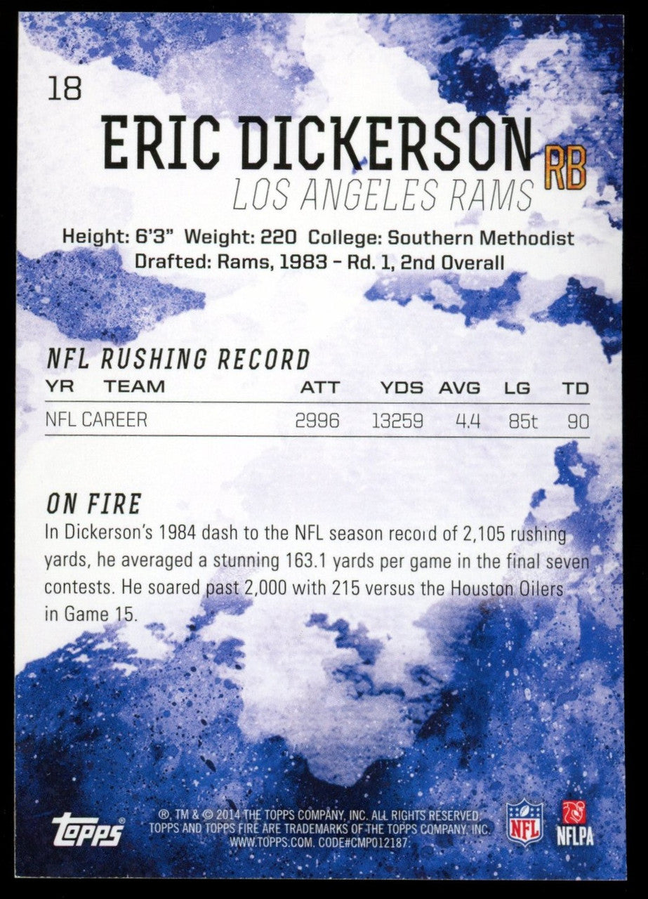 2014 Topps Fire Eric Dickerson Wood /25 #18