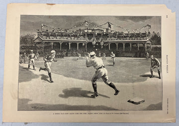 May 8 1886 Harper's Weekly Woodcut A Double Play First League Game