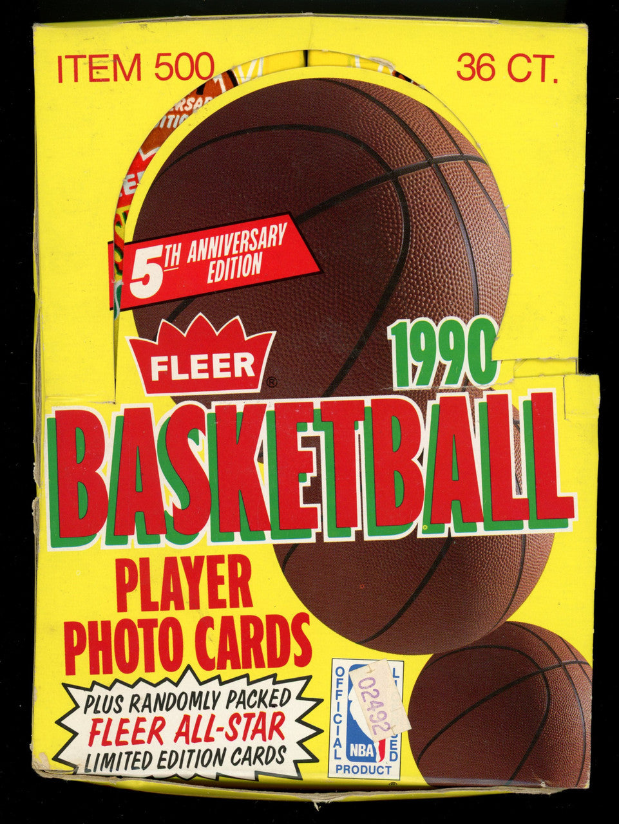 1990-91 Fleer Basketball Wax Box (36 Sealed Packs)