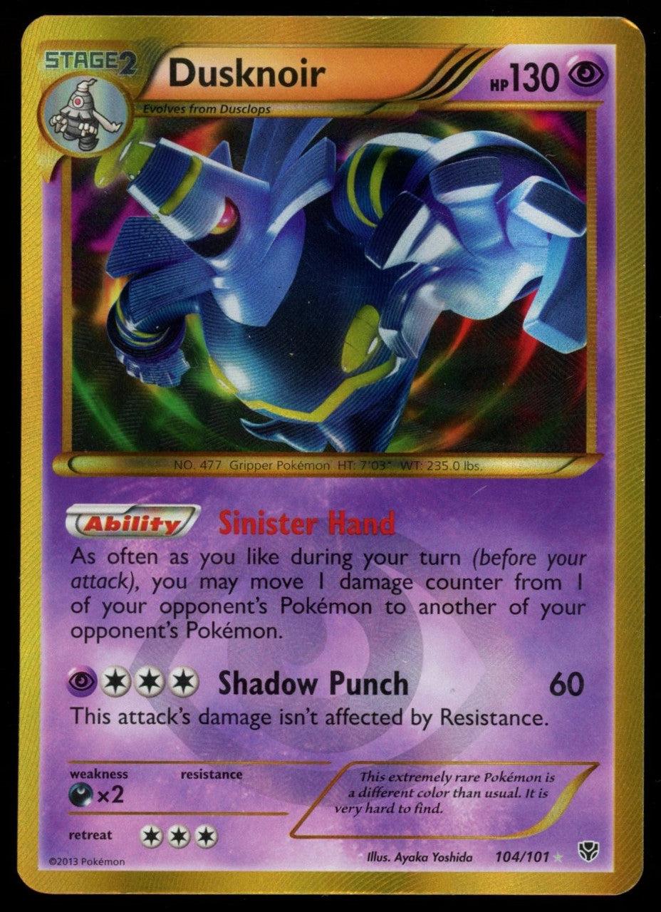 Pokemon Dusknoir Plasma Blast Secret Rare #104/101 HP