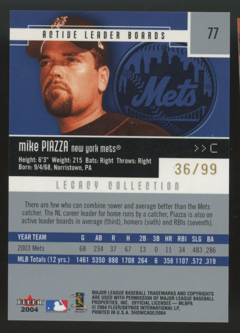 2004 Fleer Showcase Mike Piazza Legacy Collection /99 #77