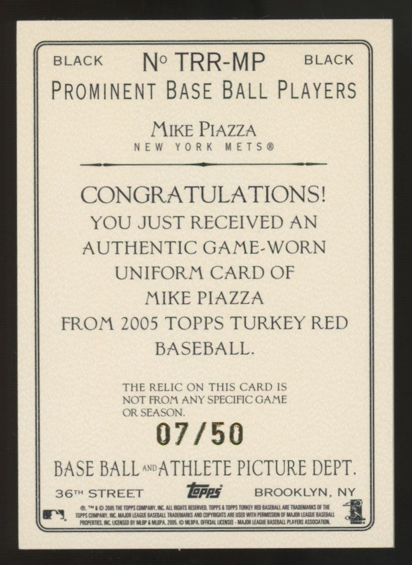 2005 Topps Turkey Red Mike Piazza Black Patch /50 #TRR-MP