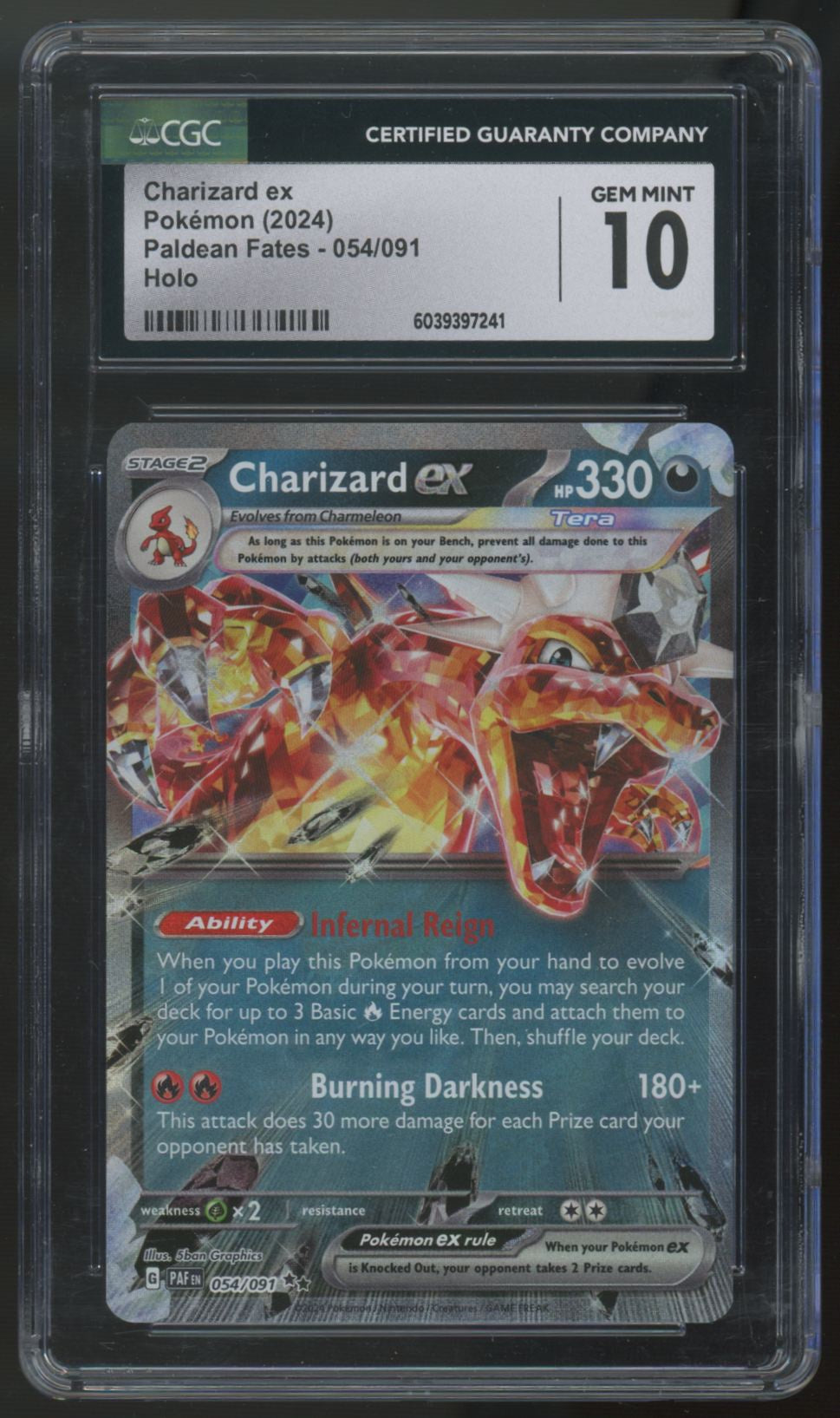 2024 Pokemon Charizard ex Paldean Fates Holo #054 CGC 10