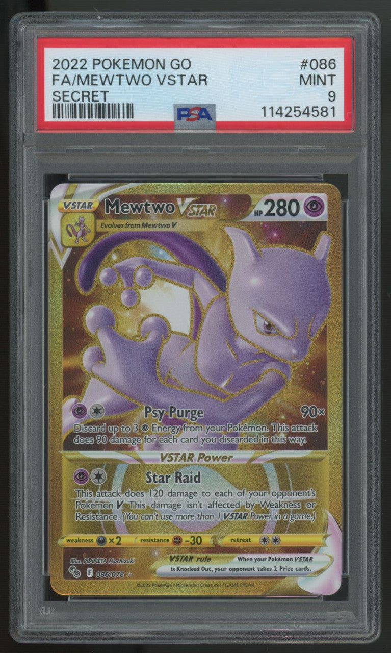 2022 Pokemon Mewtwo VSTAR GO Full Art Secret #086 PSA 9