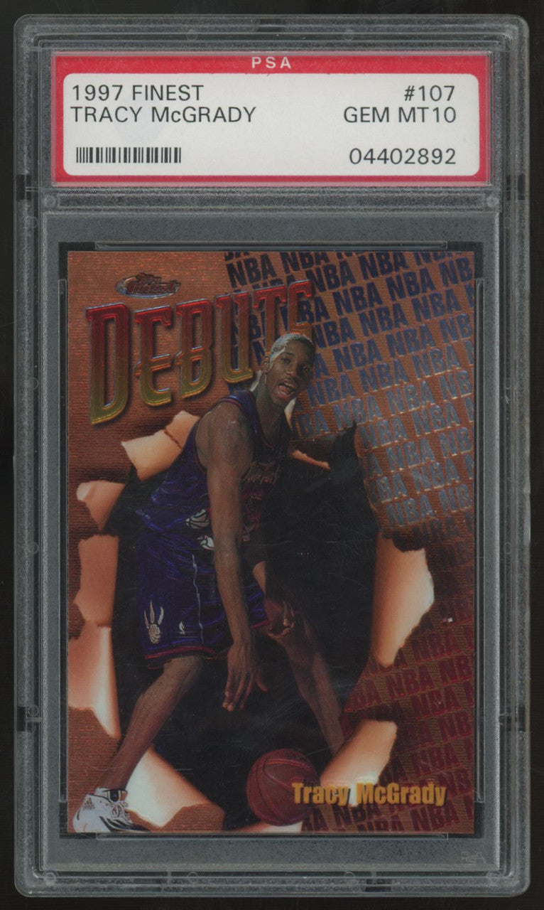 1997-98 Topps Finest Tracy McGrady RC Debuts #107 PSA 10