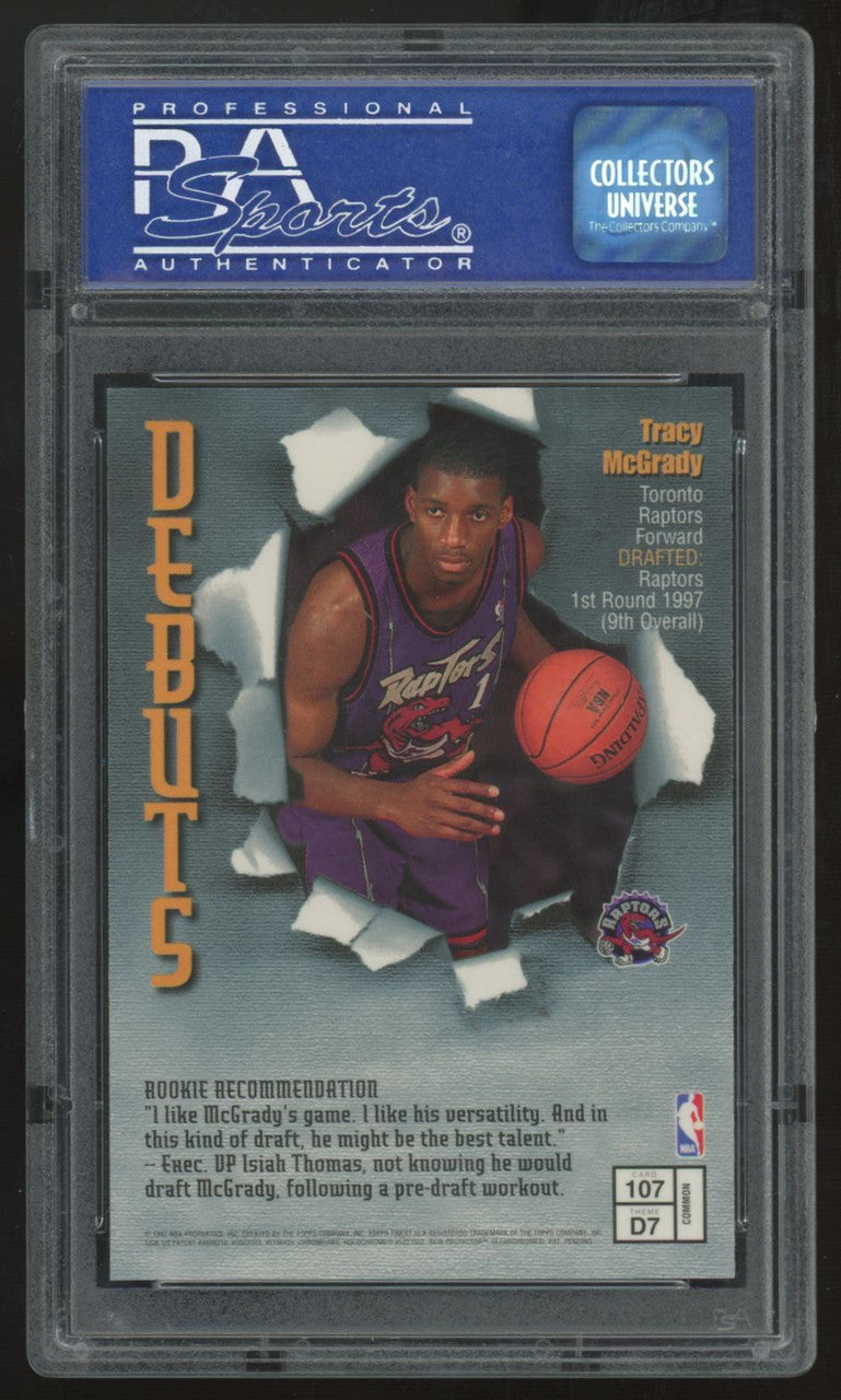 1997-98 Topps Finest Tracy McGrady RC Debuts #107 PSA 10