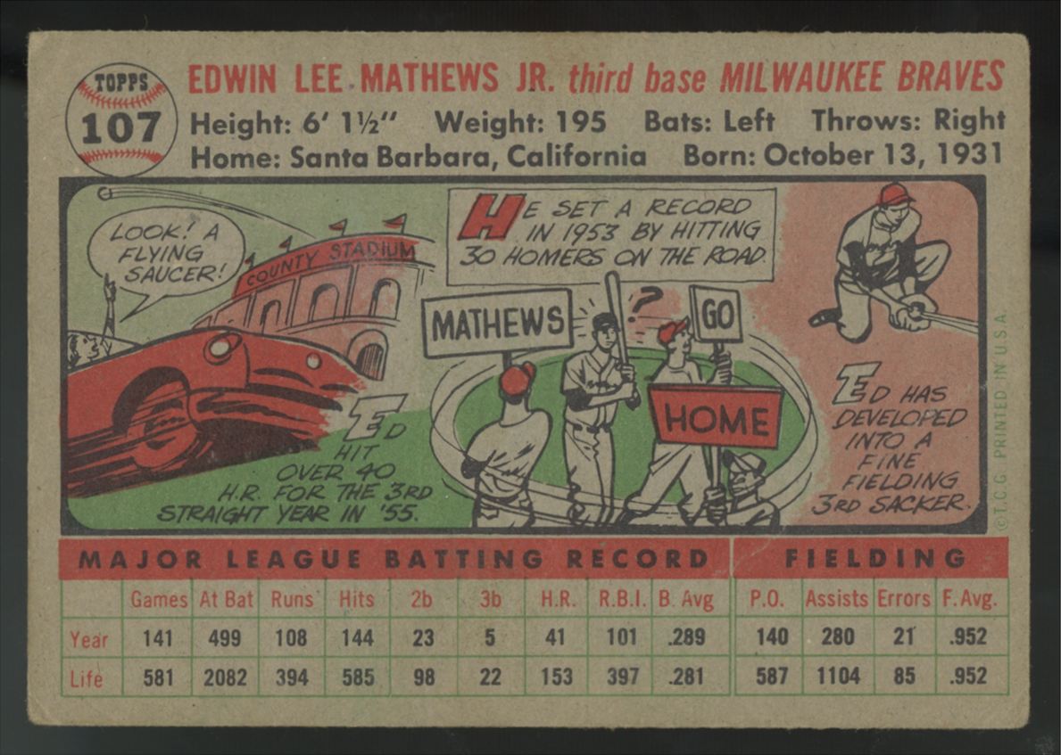 1956 Topps Ed Mathews #107 Good (Crease)