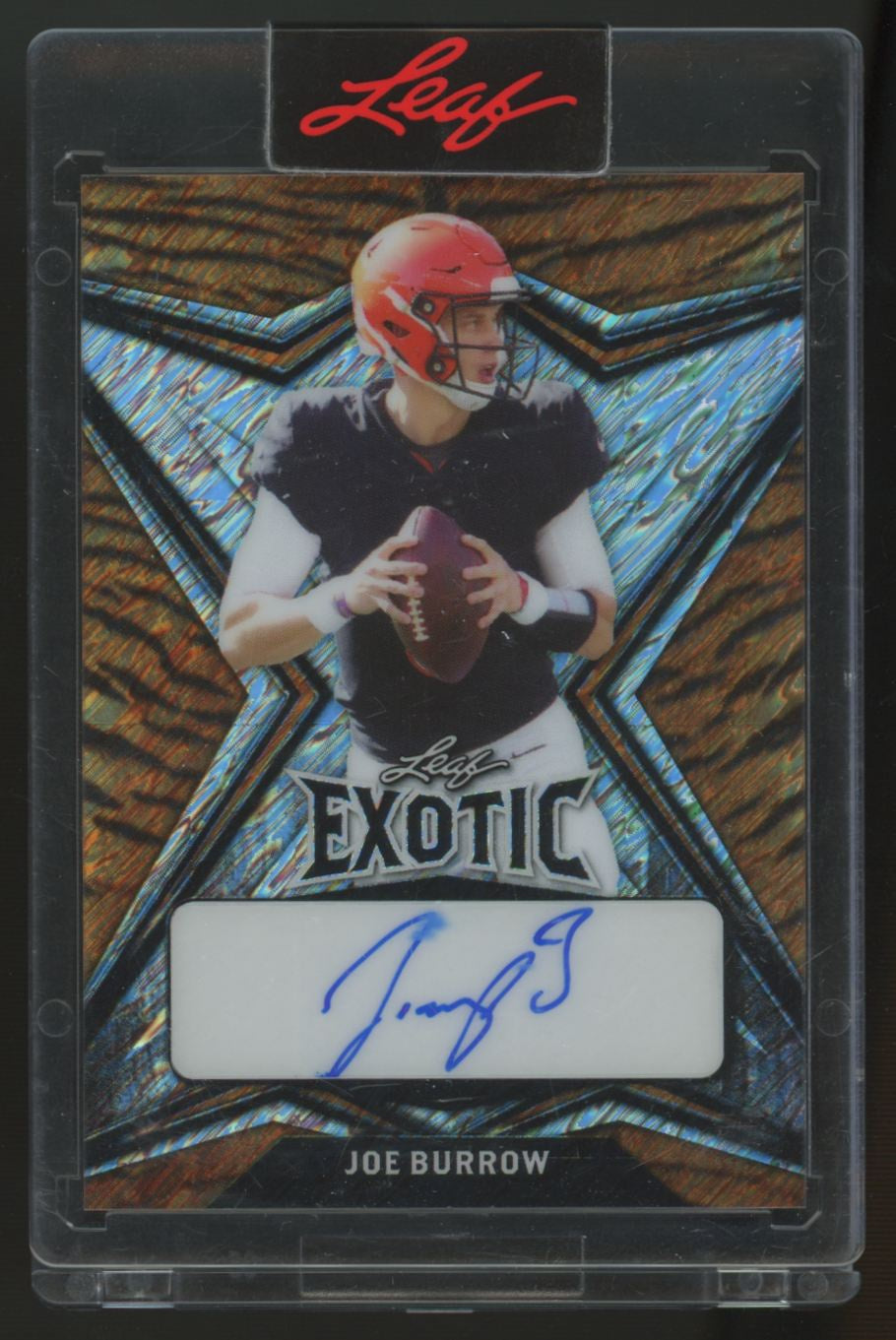 2022 Leaf Exotic Joe Burrow Diagonal Shimmer Tiger Auto /9 #BA-JB1