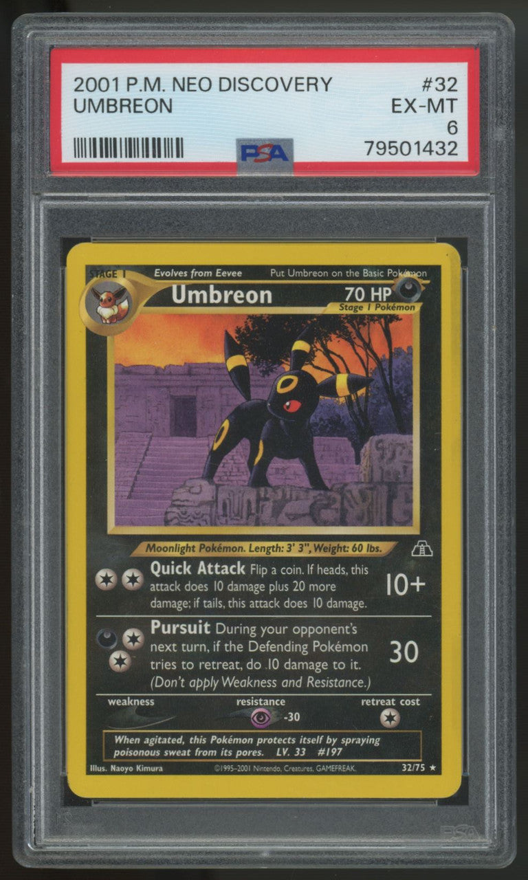 2001 Pokemon Umbreon Neo Discovery #32 PSA 6