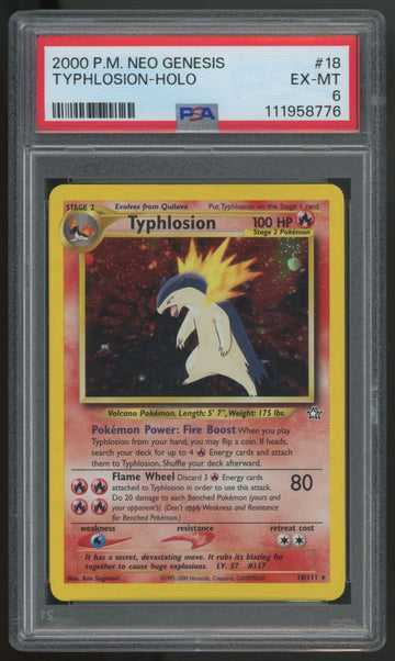 2000 Pokemon Typhlosion Neo Genesis Holo #18 PSA 6