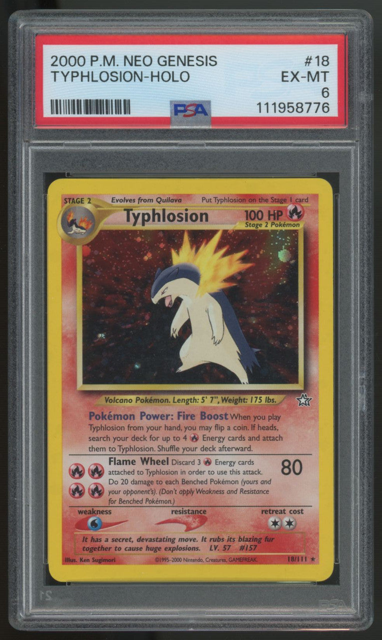 2000 Pokemon Typhlosion Neo Genesis Holo #18 PSA 6