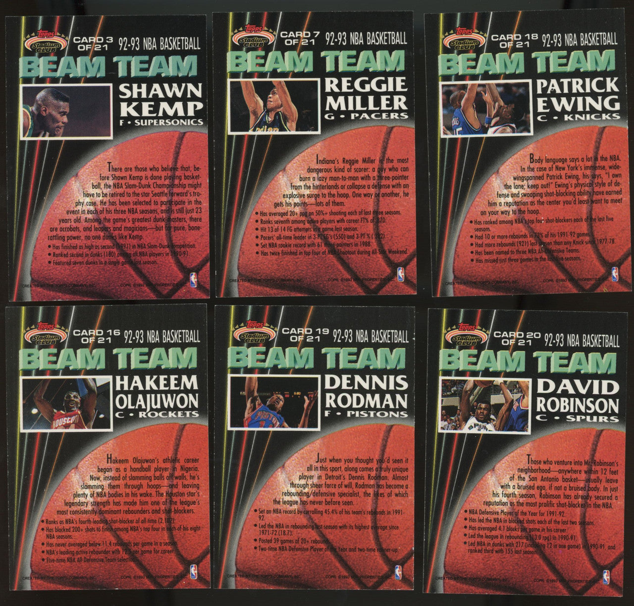 1992-93 Stadium Club Members Only Basketball Beam Team Near Complete Set 19/21