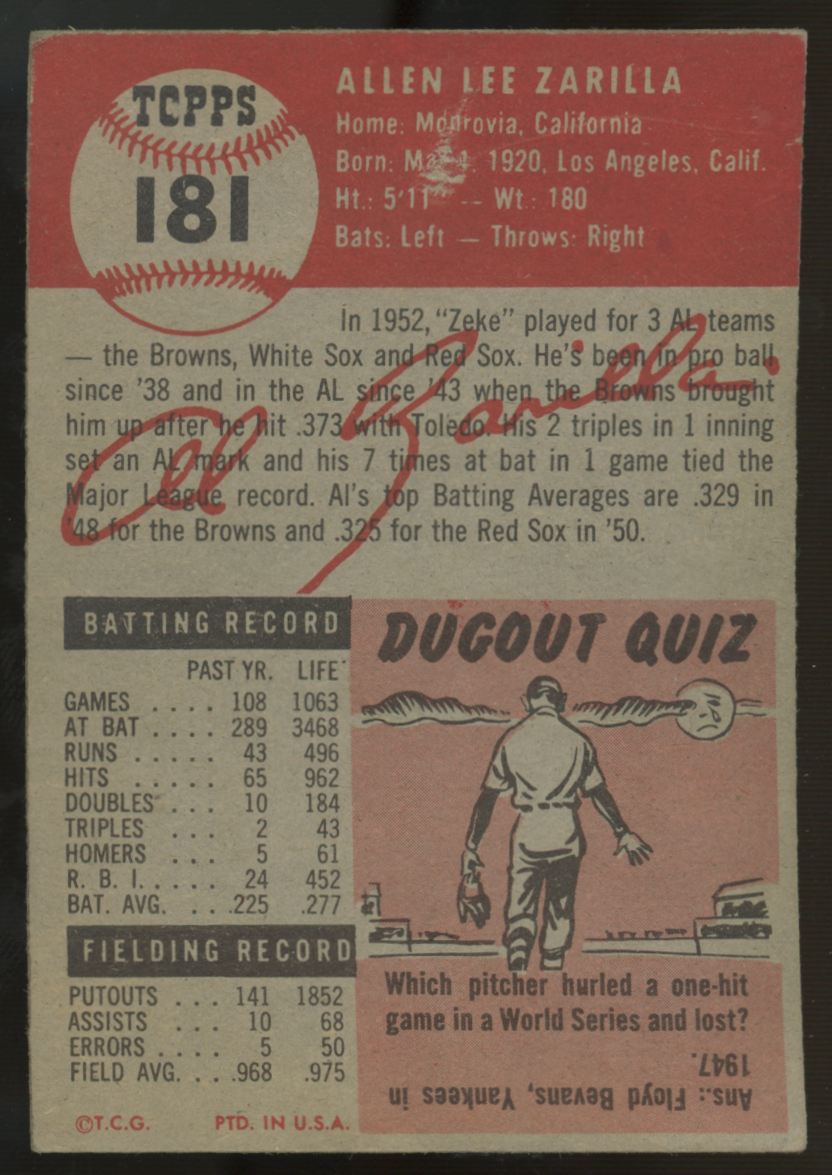 1953 Topps Al Zarilla #181 G/VG