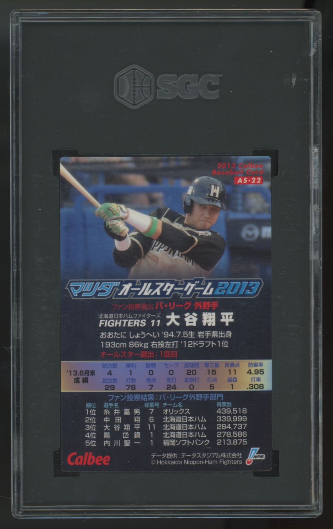 2013 Calbee Shohei Ohtani All Star #AS-22 SGC 10