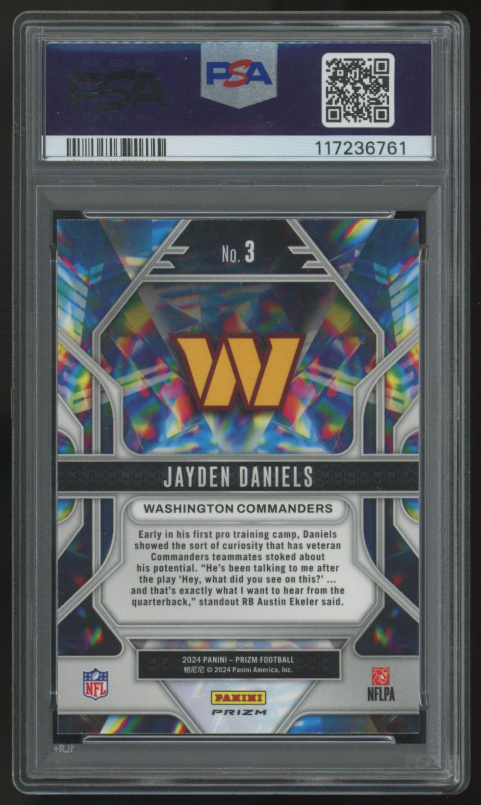2024 Panini Prizm Jayden Daniels RC Prizmatic Green #3 PSA 10