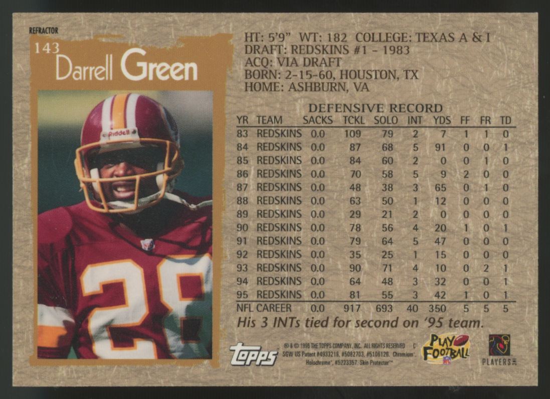 1996 Topps Chrome Darrell Green Refractor #143