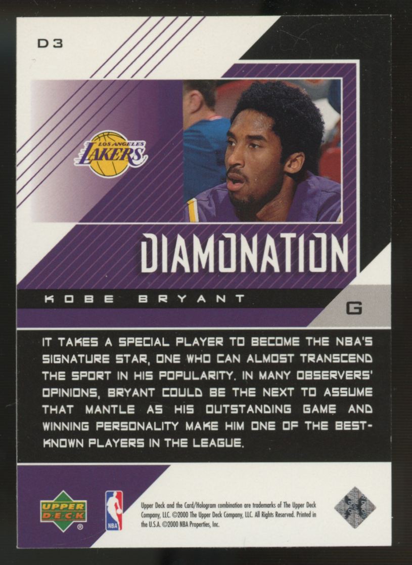 2000-01 Upper Deck Black Diamond Kobe Bryant Diamonation #D3