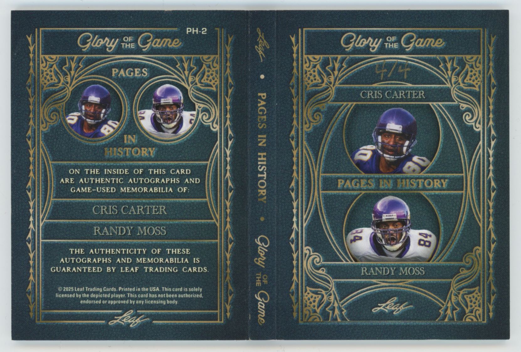 2025 Leaf Glory Of The Game Carter/Moss Pages in History Octo Patch Dual Auto /4