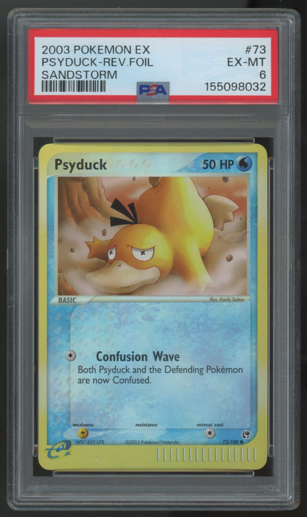2003 Pokemon Psyduck Sandstorm Reverse Holo #73 PSA 6