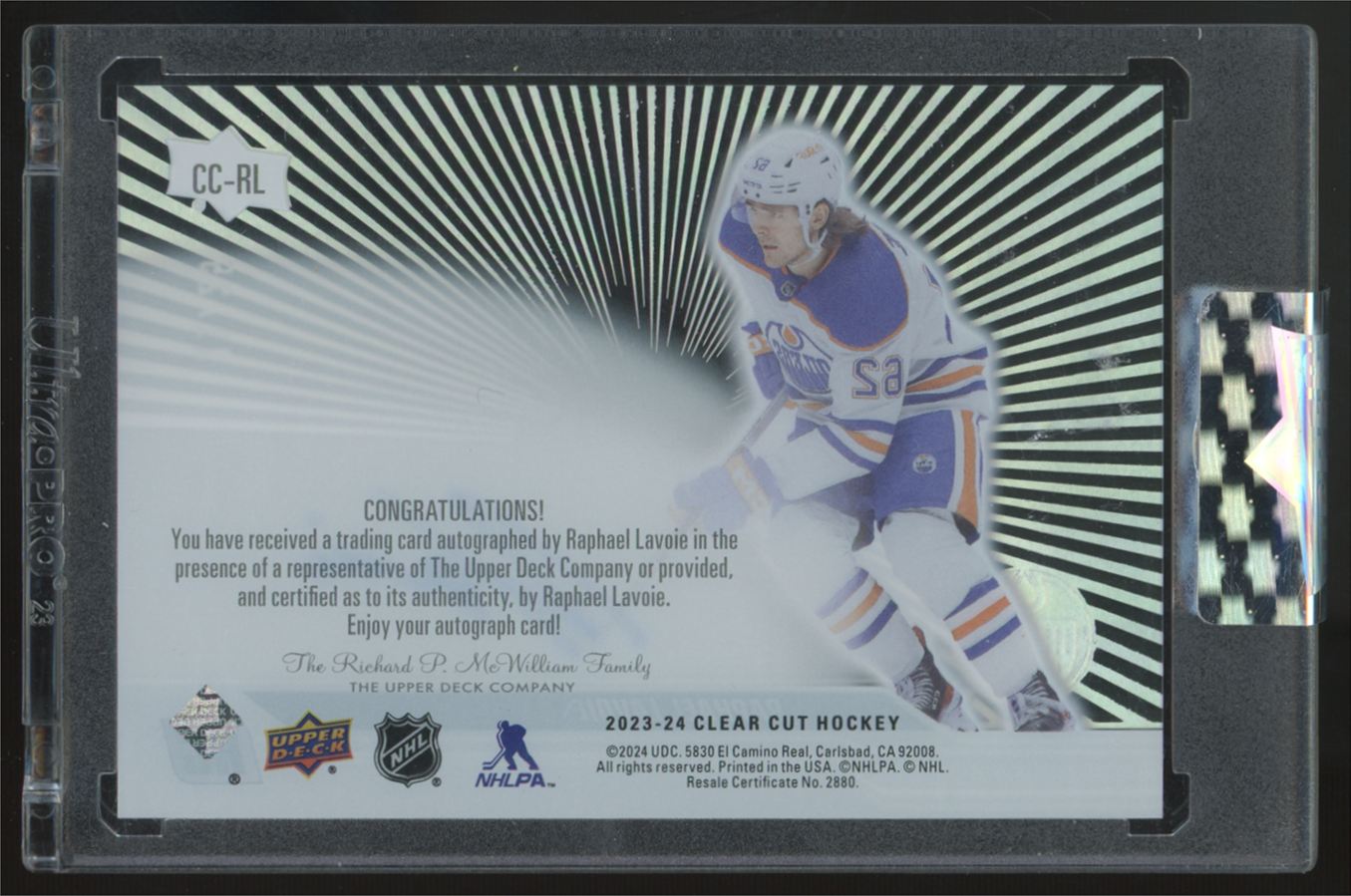 2023-24 Upper Deck Clear Cut Raphael Lavoie RC Auto /25 #CC-RL