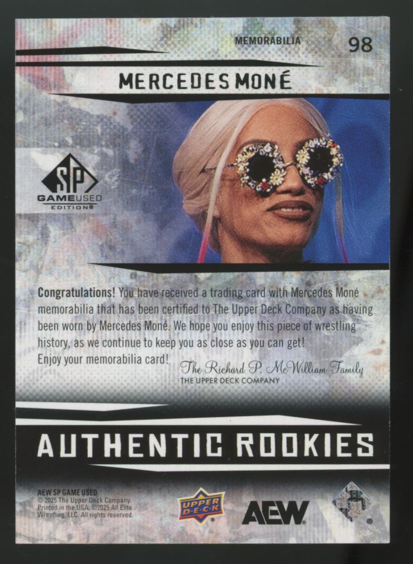 2025 SP Game Used AEW Mercedes Mone RC Green Patch #98