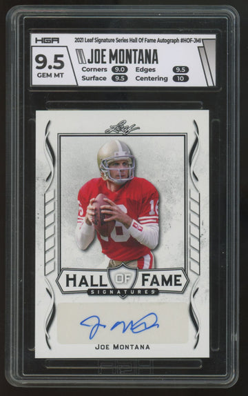 2021 Leaf Signature Series Joe Montana Hall Of Fame Auto #HOF-JM1 HGA 9.5