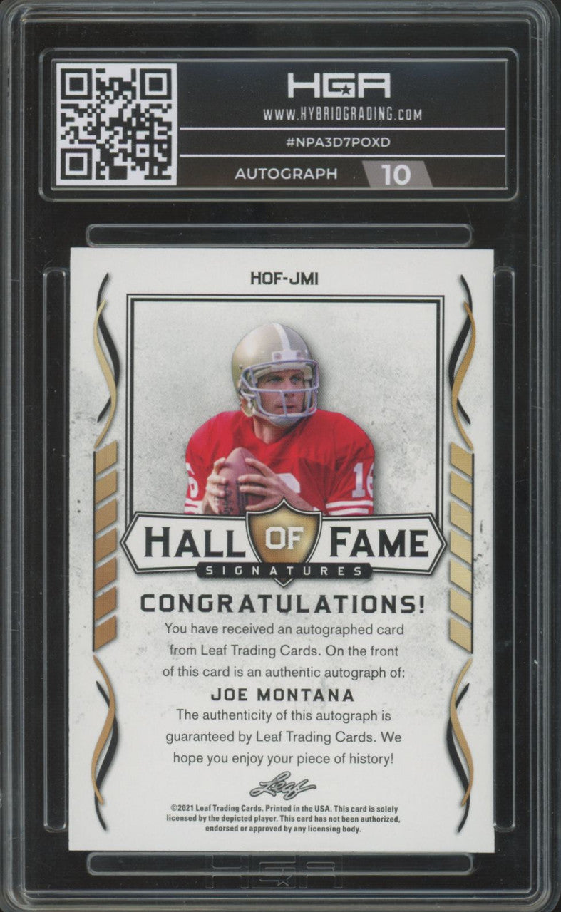 2021 Leaf Signature Series Joe Montana Hall Of Fame Auto #HOF-JM1 HGA 9.5
