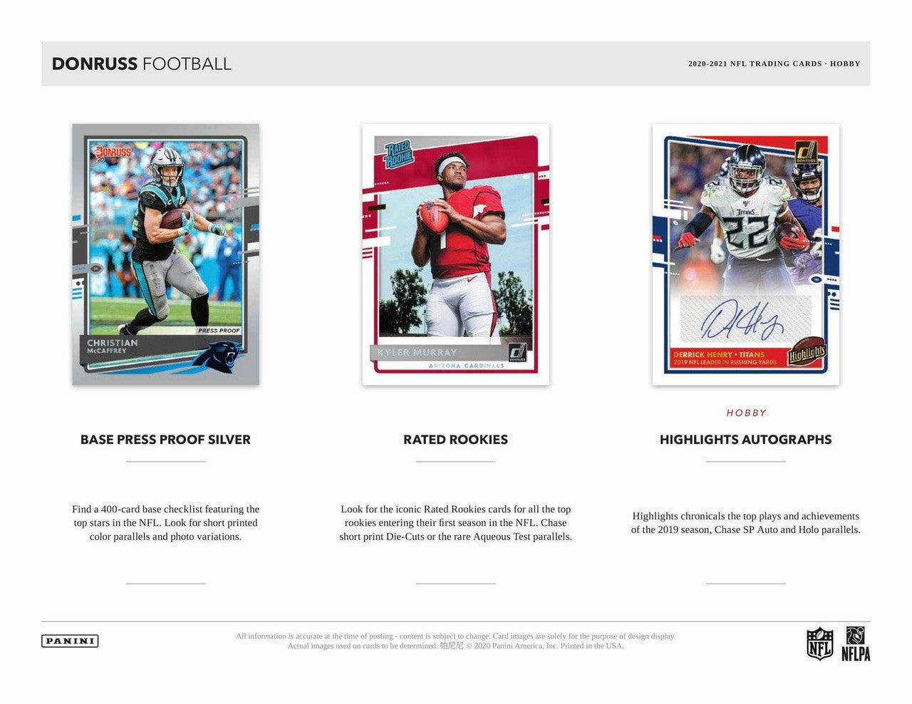 2020 Panini Donruss Football Hobby Box Factory Sealed