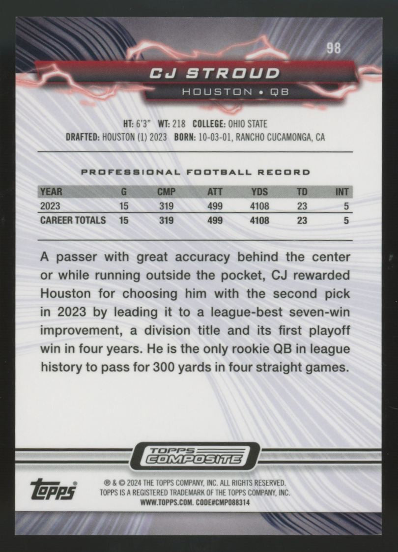 2023 Topps Composite Resurgence CJ Stroud RC Purple Surge /99 #98